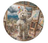 Bichon Frise Rond Puzzle 68 Pièces pour Pets Animaux Mignons Adultes Enfants Forme d'animal Cadeau Original Décoration Murale Classique Parfait Qualité Premium 68 PCS