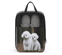 Bichon Frise Sac à chaussures de voyage résistant à l'eau Pochette à chaussures avec fermeture éclair Sac à poussière, gris, taille unique, moderne, gris, Taille unique, Moderne