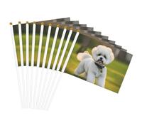 Bichon Frise sur l'herbe Imprimer Drapeaux légers Pratiques Drapeaux légers pour fête, défilé, événements, festivals, décoration
