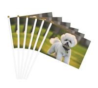 Bichon Frise sur l'herbe Imprimer Drapeaux légers Pratiques Drapeaux légers pour fête, défilé, événements, festivals, décoration