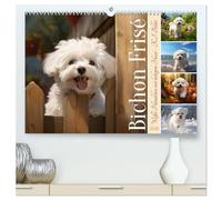 Bichon frisé, weiße Hündchen mit lockigem Haar (hochwertiger Premium Wandkalender 2026 DIN A2 quer), Kunstdruck in Hochglanz: Entzückende KI-Bilder dieser niedlichen Hunderasse