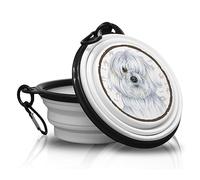 Bichon Havanais - Gamelle Pliable en Silicone Portable avec Mousqueton pour promenades et randonnées avec Vos Amis à Quatre Pattes. Pratique, légère, Pratique et Surtout Unique.