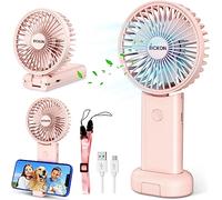 BICKON Ventilateur portable portable avec batterie rechargeable USB, 3 vitesses réglables, ventilateur de table personnel avec base, léger pour maquillage, voyage, bureau intérieur et extérieur