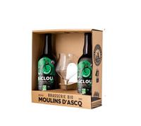 BICLOU-Pack 2 bières blondes Biclou Bre aleuse 75cl + 1 verre bio