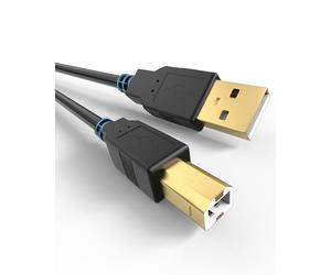 Bicmice Usb-A À Usb-B 2.0 Câble D'imprimante 480 Mbps Haute Vitesse Pour Hp Canon Brother Samsung Dell Epson Lexmark Xerox Et Plus Disque Dur Externe, Câble De Scanner Plaqué Or 5Ft/1.5M