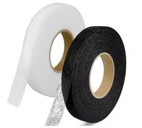 Bicoozz Bande d'ourlet thermocollante de 100 m - Blanc/blanc + noir - 50 m de long - 15 mm de large - Pour réparation des tissus, rideaux, pantalons, vêtements - Iron on (100 m - 1,5 cm)