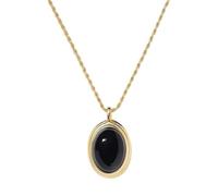 bicup Collier Pendentif Argent Bijoux Hommes Femmes Necklace Collier Pendentif Ovale Noir Rétro Femmes Européennes Et Américaines Chaîne De Mode Accessoires Blackpendant