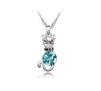 bicup Collier Pendentif Argent Bijoux Hommes Femmes Necklace Pendentif Petit Chat Collier Fille Amant Accessoire Cadeau Silveroceanblue