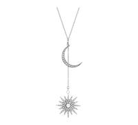 bicup Collier Pendentif Argent Bijoux Hommes Femmes Necklace Star Moon Pendentif Collier Cadeau D’Anniversaire Exquis Femmes Cadeau Whitek