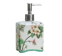 Bicuzat Distributeur de Savon en céramique, Bouteille de Lotion, Bouteille de Savon avec Pompe Amovible, Distributeur de Savon à Motif Floral pour Savon de Cuisine, Salle de Bain, Lotion et Huile