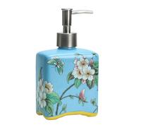 Bicuzat Distributeur de Savon en céramique, Bouteille de Lotion, Bouteille de Savon avec Pompe Amovible, Distributeur de Savon à Motif Floral pour Savon de Cuisine, Salle de Bain, Lotion et Huile