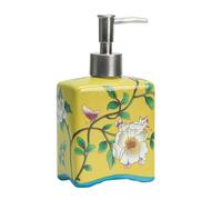 Bicuzat Distributeur de Savon en céramique, Bouteille de Lotion, Bouteille de Savon avec Pompe Amovible, Distributeur de Savon à Motif Floral pour Savon de Cuisine, Salle de Bain, Lotion et Huile