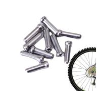 Bicycle Brake Cable End Caps - 0.47 Inch Aluminium Alloy Crimps | 10 Pack Inner Wire Caps Road Mountain Bike | Prevent Core Splitting Universal Shift Accessory. Black, Red, Blue, Gold, Silver
