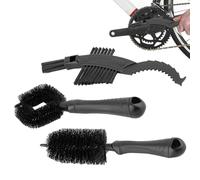 Bicycle Cleaning Brushes - 3 pieces Tire Clening Brush Chain Cleaner Tool | Multipurpose Maintenance Kit With Ergonomic Grip | Essential Set For Road Bike Folding Cycle Care