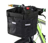 Bicycle Front Basket Removable Waterproof Bike Handlebar Basket Pet Carrier Frame Bag Bikepacking Bicycle Accessories-Noir 34x24x24.5cm