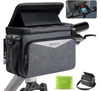 Bicycle Handlebar Bag With Adapter,5.2l Waterproof Bicycle Bag With Mobile Phone Holder,Touch Screen,Removable Shoulder Strap-Suitable For Bike,E-Bikes