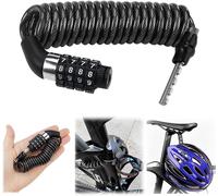 Bicycle Lock With 4 Digits,150 Cm Long,Zinc Alloy And Pvc Anti-Theft,Bicycle Code Padlock,Cable Lock For Strollers,Scooters,Helmets,Bikes,Motorcycles
