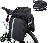Bicycle Luggage Carrier Bag,Waterproof Rear Storage Bag For Cycling,Mountain Biking,Sports,Travel,With Rain Cover (Black)