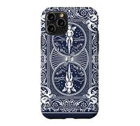 Bicycle Playing Cards Vintage Ornate Back Design Navy White Coque pour iPhone 11 Pro