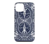 Bicycle Playing Cards Vintage Ornate Back Design Navy White Coque pour iPhone 13