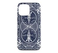 Bicycle Playing Cards Vintage Ornate Back Design Navy White Coque pour iPhone 13 Pro Max
