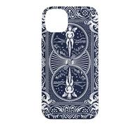 Bicycle Playing Cards Vintage Ornate Back Design Navy White Coque pour iPhone 14 Plus