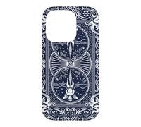 Bicycle Playing Cards Vintage Ornate Back Design Navy White Coque pour iPhone 14 Pro