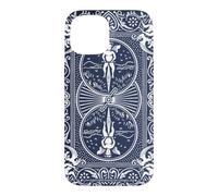 Bicycle Playing Cards Vintage Ornate Back Design Navy White Coque pour iPhone 15