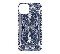 Bicycle Playing Cards Vintage Ornate Back Design Navy White Coque pour iPhone 15 Plus
