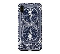 Bicycle Playing Cards Vintage Ornate Back Design Navy White Coque pour iPhone XS Max