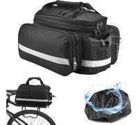 Bicycle Rear Luggage Carrier Bag 3 In 1 Bicycle Frame Bag 25l Waterproof Bicycle Pannier With Rain Cover Rear Electric Bicycle Bag For Bike/Mountain Bike Outdoor Travel (Black)