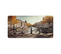 Bicycles in Amsterdam Sous-main de bureau imperméable Tapis de souris de jeu antidérapant Tapis de souris rectangulaire multifonctionnel lisse Tapis de clavier générique pour ordinateur portable 60 x