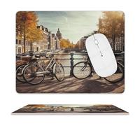Bicycles in Amsterdam Tapis de souris de bureau protecteur en cuir PU antidérapant imperméable pour ordinateur portable 20,3 x 25,4 cm