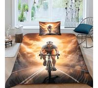 Bicyclette 2 Pièces Parure De Lit Pour Enfants Adultes,Ensemble Vélo de route Housse Couette Manette De Garçons,Microfibre Avec Taie D'oreiller De Lit Avec Fermeture À Éclai Simple（135x200cm）