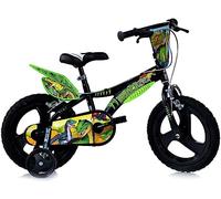 Vélo Enfant Garçon 16 Pouces Dinosauri - Noir Vert - Freins sur Le Guidon - Roues Amovibles