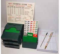 Bid Pal Bridge Bidding Lot de 4 boîtes de rangement (vert) + 200 pages de score + guide de score + stylo + recharge