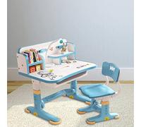 Bidbory Ensemble Bureau et Chaise Enfant Réglable en Hauteur - Table d'Étude avec Rangement Intégré, Chaise Ergonomique pour Scolaire, Dessin et Jeux Filles et Garçons 3-16 Ans (Bleu)