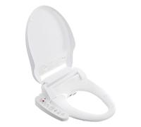 Bidet Abattant de WC électrique avec chauffage de siège, eau chaude et sèche-cheveux à air chaud, étanche IPX4, buse autonettoyante, veilleuse LED, siège WC pour forme en V/U, blanc