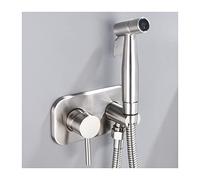 Bidet portable à main, Robinet de bidet mural en laiton brossé noir, avec eau chaude et froide(Brushed)