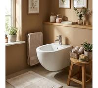 Bidet suspendu en céramique blanc mat monotrou 36,5x54 cm forme ronde - Sento | Vitra