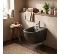 Bidet suspendu en céramique noir mat monotrou 36,5x54 cm forme ronde - Sento | Vitra
