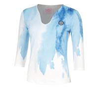 BIDI BADU Watercolour V-Neck Haut Manches Longues Femmes-Blanc,Bleu