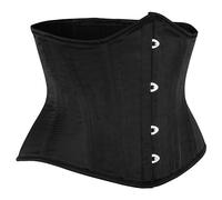 BIDMOOR Corset - Corset sous la poitrine 2 couches en acier avec baleines très résistantes, sculptant le corps en sablier, Noir-satin, X-Large