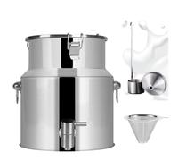 Bidon à lait en acier inoxydable de 14 L avec robinet seau à vin, seau à huile, carafe à lait durable, entonnoir à 250 mailles pour verser et ranger facilement