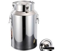 Bidon à lait en acier inoxydable Pot à lait robuste de 6 L avec couvercle scellé, anneau de levage et poignée transport Seau en acier inoxydable pour le stockage des liquides
