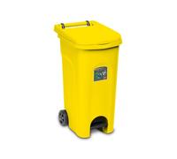 Bidon Avec Pédale Et Roues Urban Eco Stefanplast, Plastique, Jaune, 80Lt