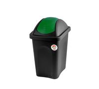 Bidon Basculant Noir Couvercle Vert 30 Litres Stefanplast