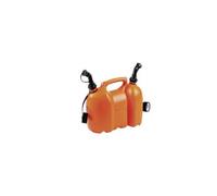 Bidon combiné 6L+3L orange - Essence + Huile avec becs verseurs Bidon double compartiment 6 + 3 litres avec bouchons hermétiques et
