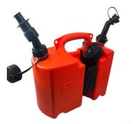 Bidon combiné de carburant et d'huile de bar de 5 L, avec double compartiment, deux porte-outils intégrés, pour tronçonneuses, conteneur robuste à double compartiment, becs d'arrêt automatique, 5L