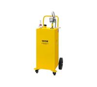 VEVOR Chariot de carburant 30 gallons réservoir de stockage d'essence 4 roues, pompe de transfert manuelle, conteneur de carburant essence diesel pour voitures, tondeuses à gazon, VTT, bateaux, jaune